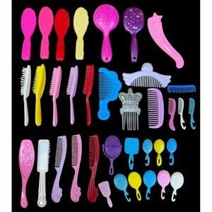 36 PC LOT Vintage Barbie Doll Hair Brushes Combs Mirrors My Scene Golden Dream +